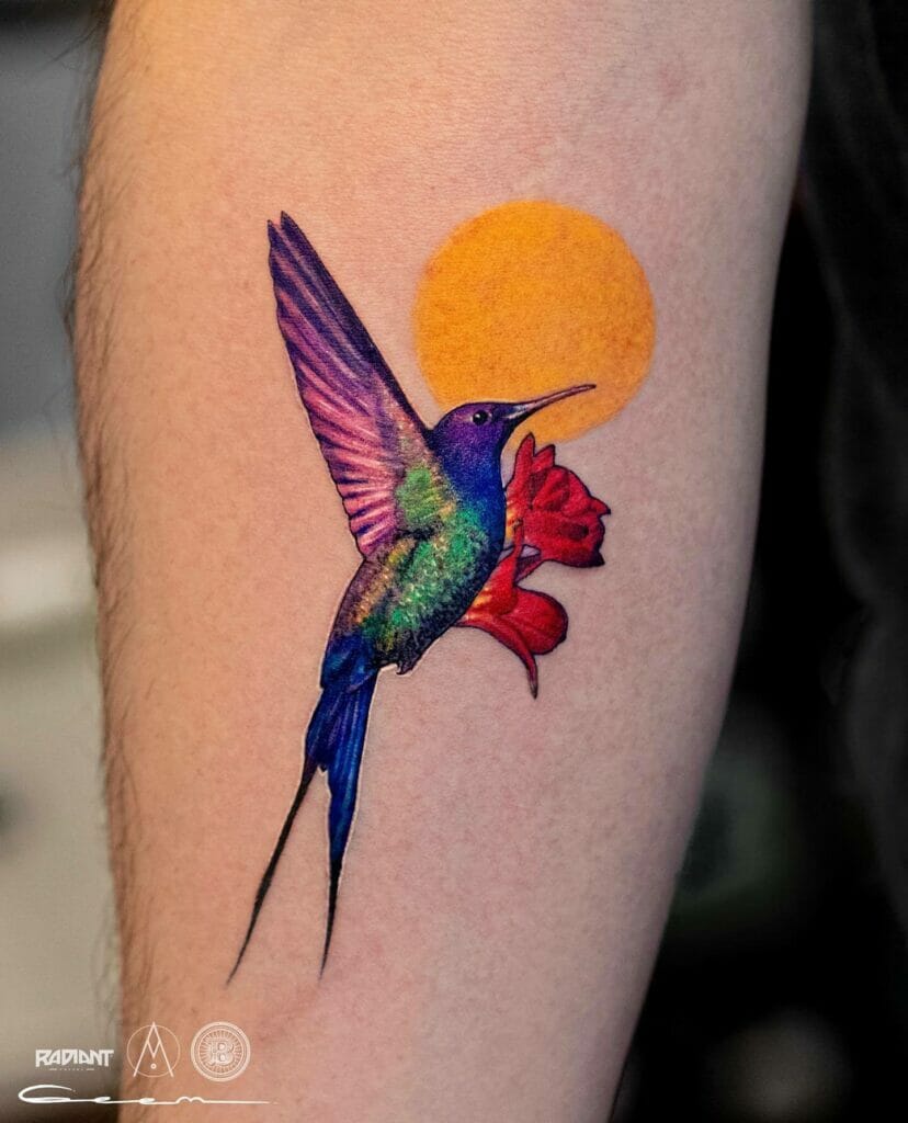 Awesome hummingbird tattoo design for men