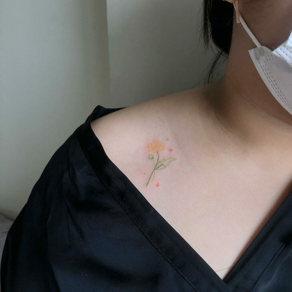 Tiny birth flower collarbone tattoo ideas for people