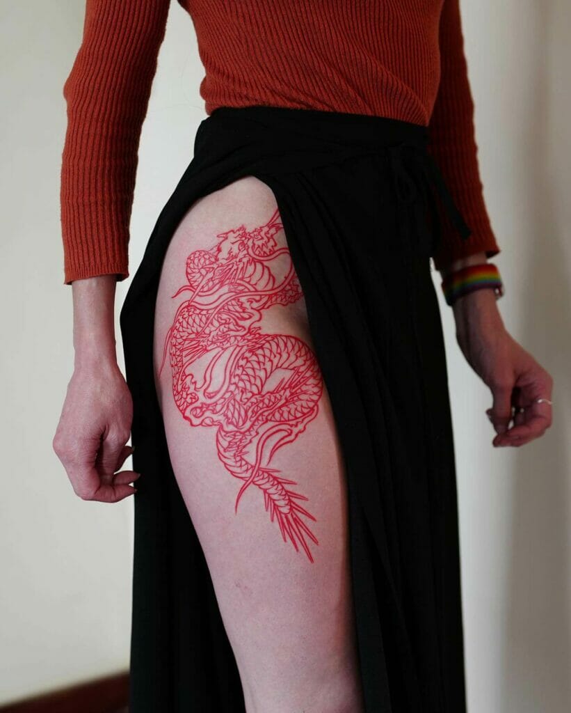 Great red soaring dragon tattoo