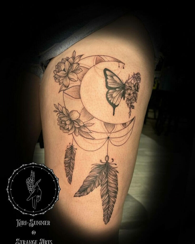 Butterfly dream catcher tattoo