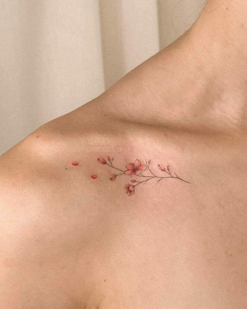 Beautiful floral collarbone tattoos that have a special meaning