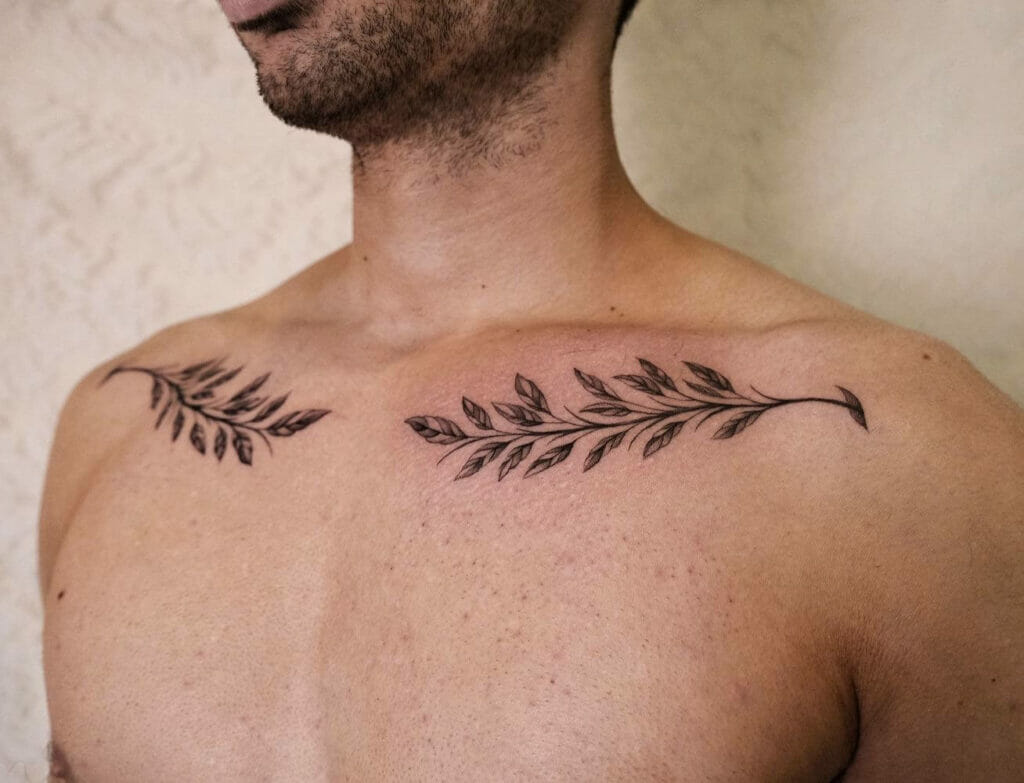 Wonderful Flower Collarbone Tattoo Designs For Men