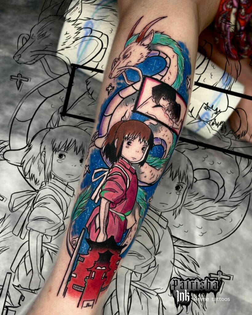 Chihiro tattoo with haku dragon