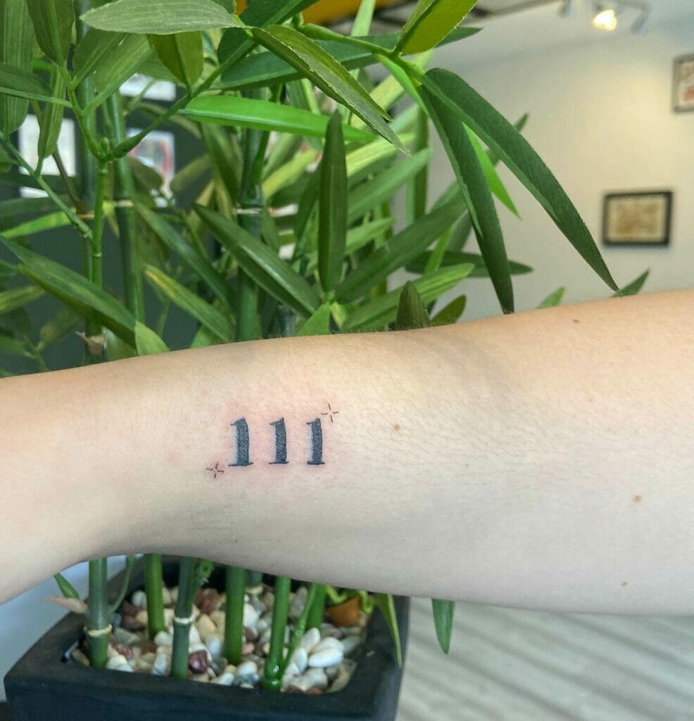 111 tattoo with shine