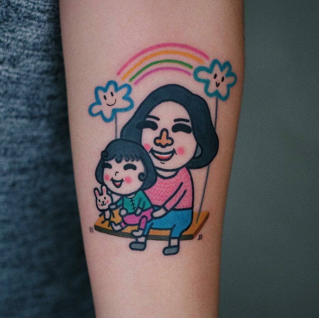 Family tradition tattoo on arm