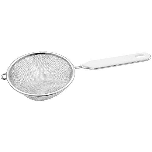 Fackelmann Stainless Steel Kitchen Strainer, Strainer with Round Edge 10 Cm, Fine Mesh Drainer Made of Stainless Steel, 23x10x4 cm, 1 pc