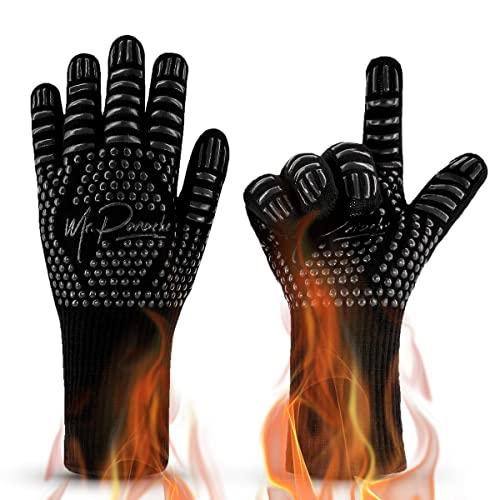 Mr. Panache Barbecue Gloves High Temperatures Fireproof Kitchen Oven Oven BBQ Fire Heat Resistant Glove for Grill, Baking, Microwave - 1 Pair Fireplace Gloves Firewood