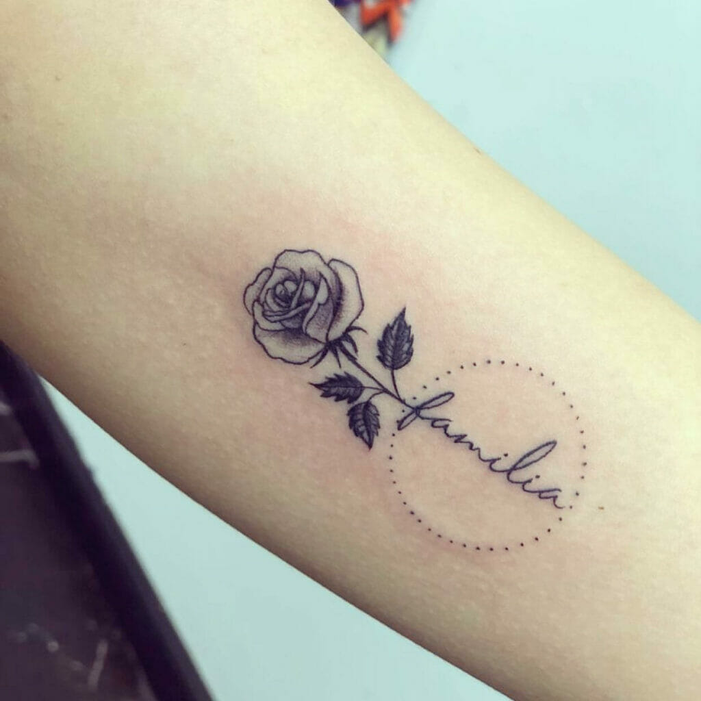 Flower Stem Word Tattoo