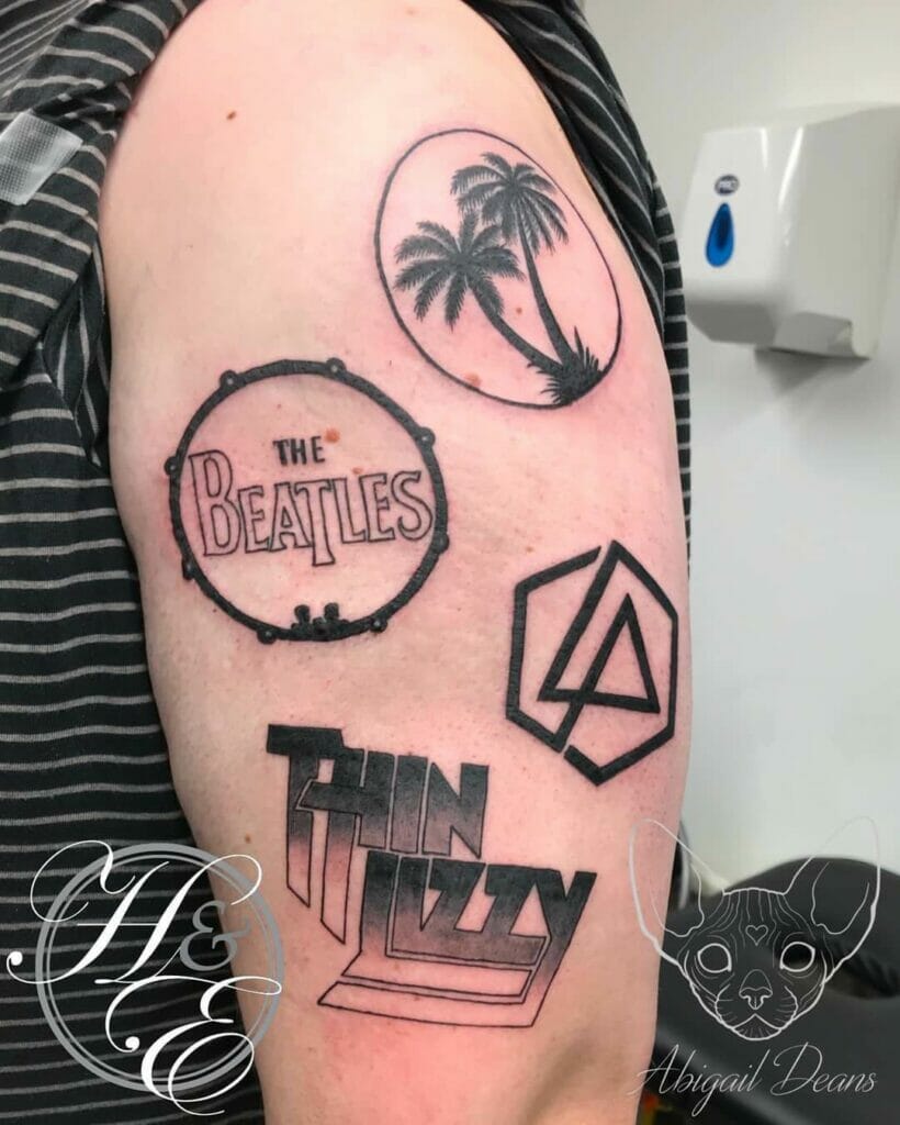 Classic rock bands tattoo sleeves