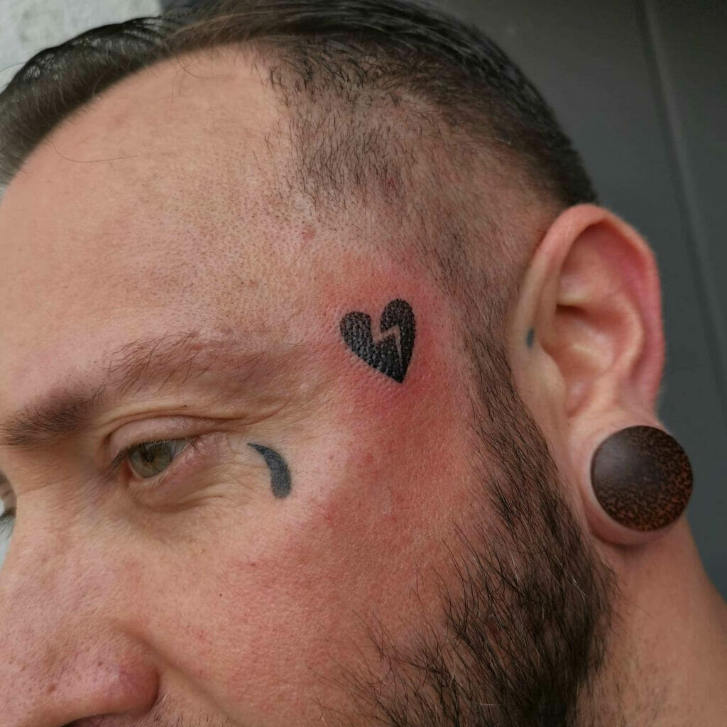 Crying heart tattoo on face