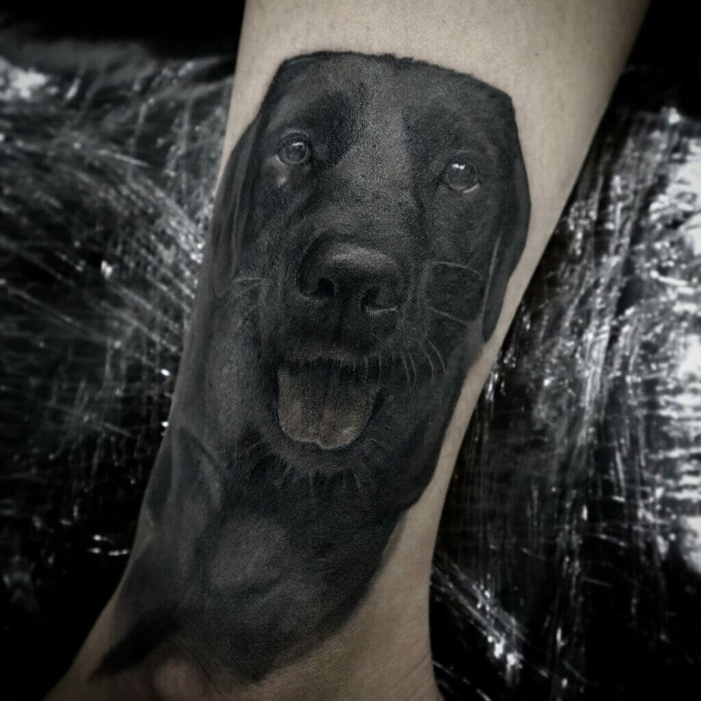 The lab tattoo on the calf