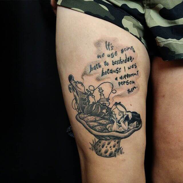 'Alice in Wonderland' quotes tattoo 