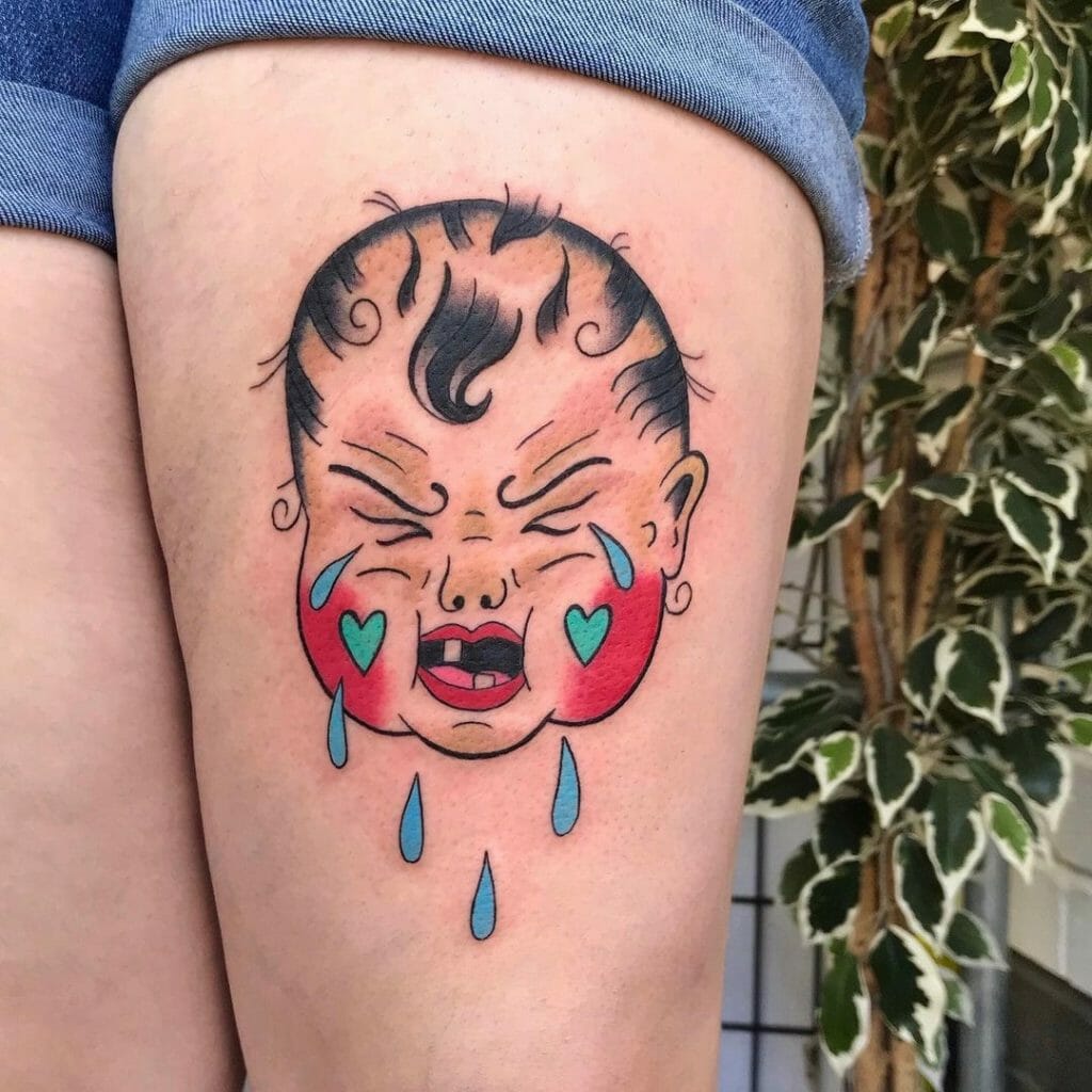American Traditional Cry Baby Tattoos