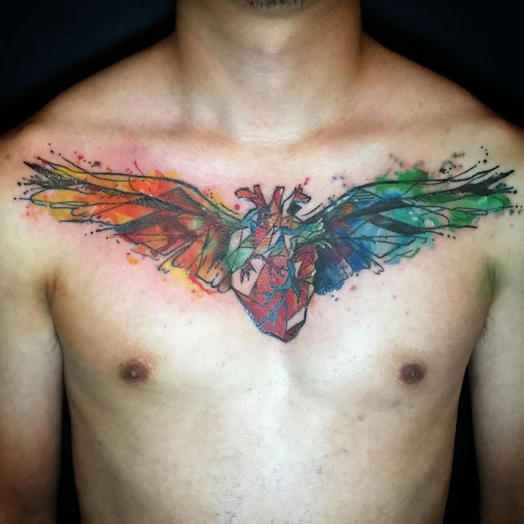 Angel wings heart tattoo