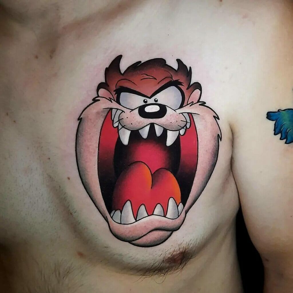 The scary cartoon character Tasmanian Devil Tattoo