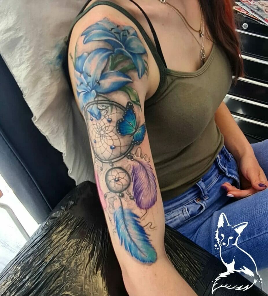 Watercolor dream catcher tattoos