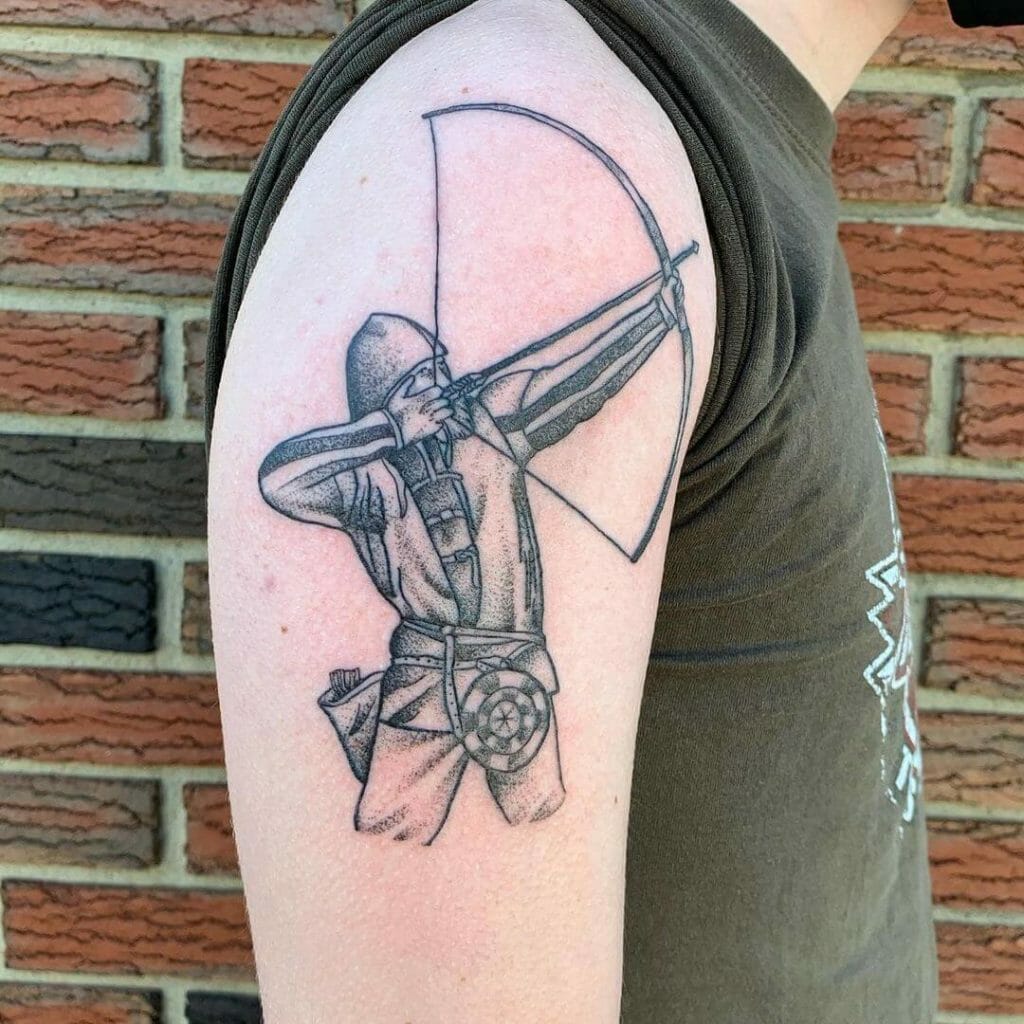 Archer's Stretched Back Bow Tattoo 