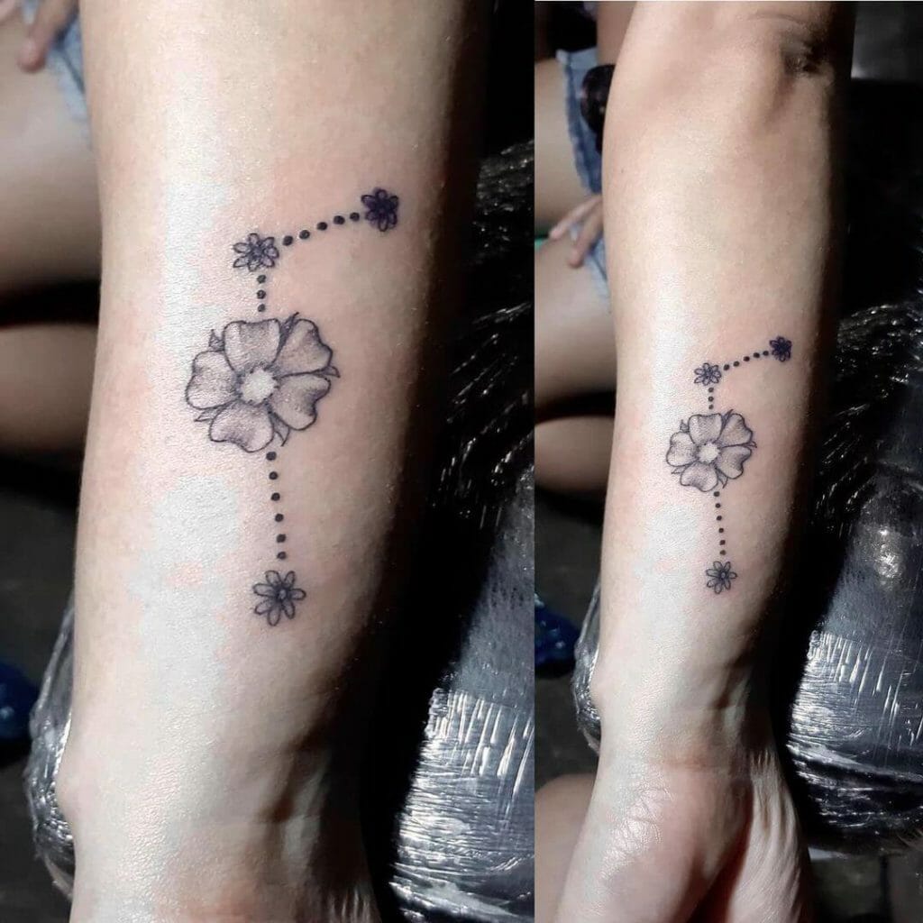 Aries constellation tattoos with floral motif