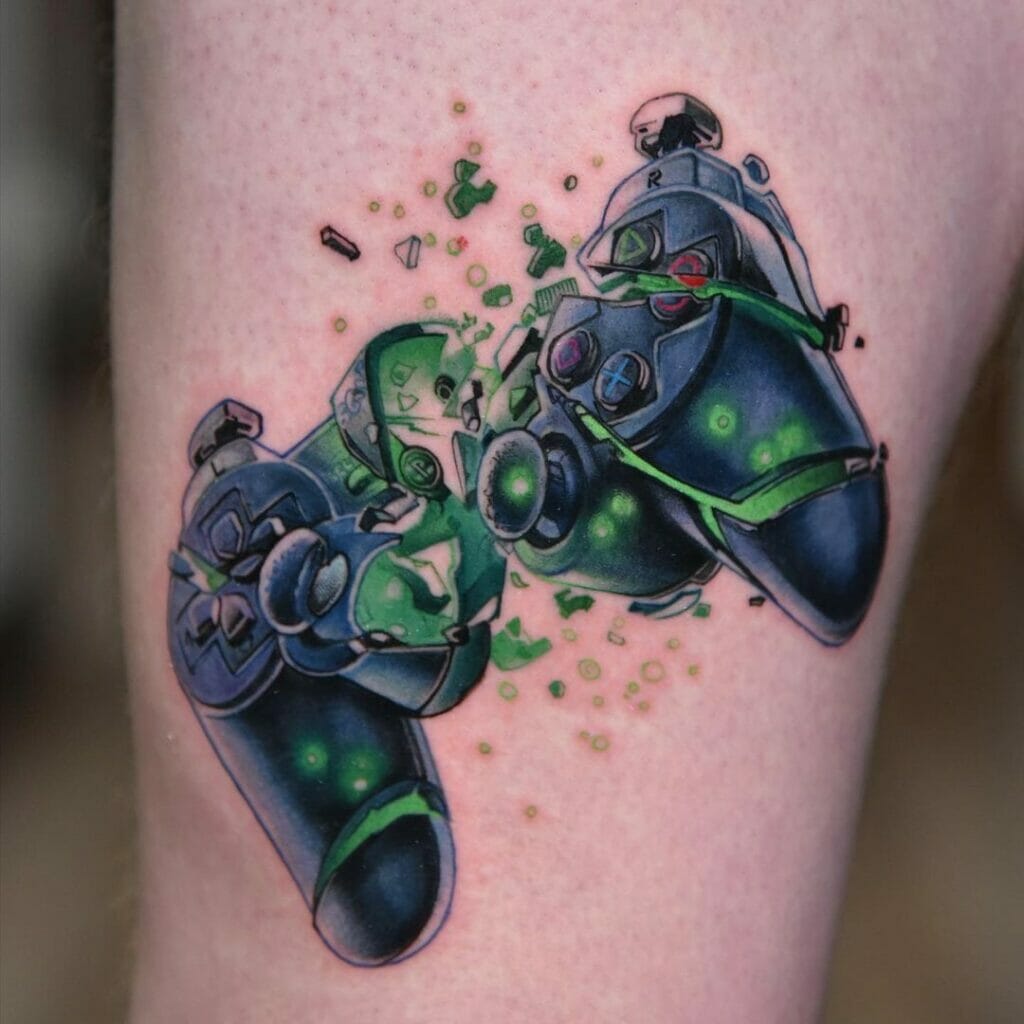 Künstlerisches Playstation-Tattoo