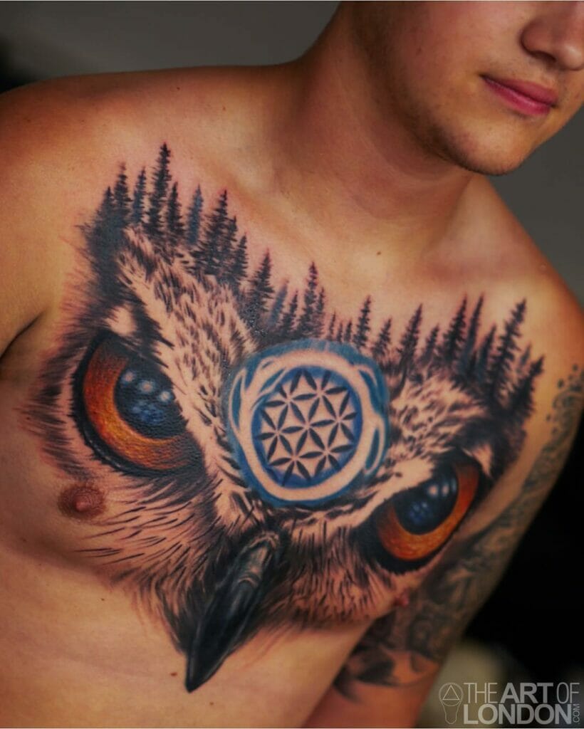 Avant-garde owl tattoo design