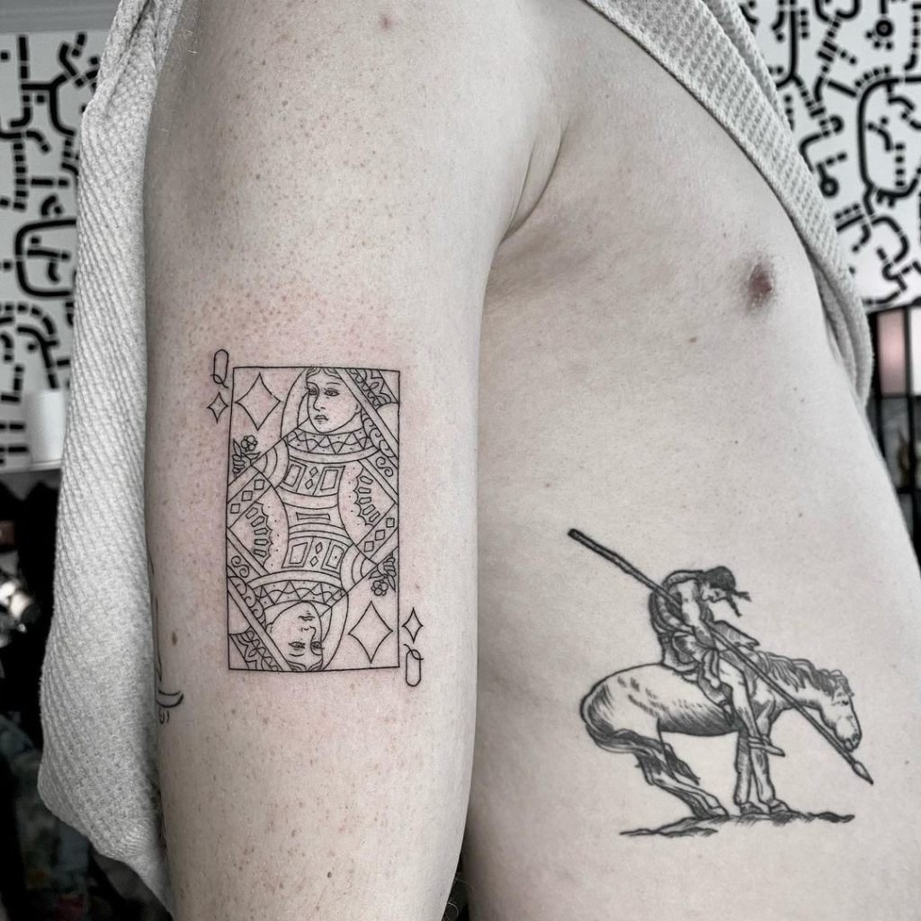 Beautiful tattoo designs featuring the Queen card