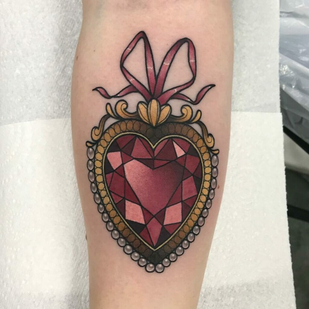 Bejeweled Heart medallion tattoos