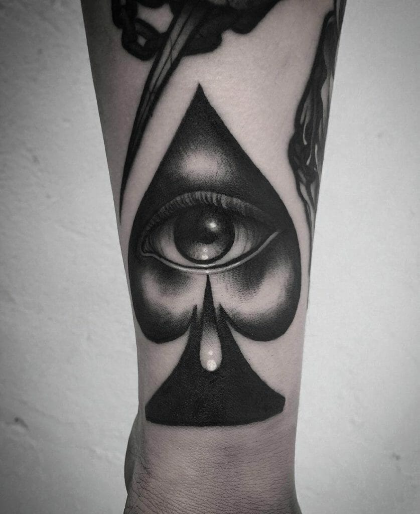 Black and gray dark spade tattoo