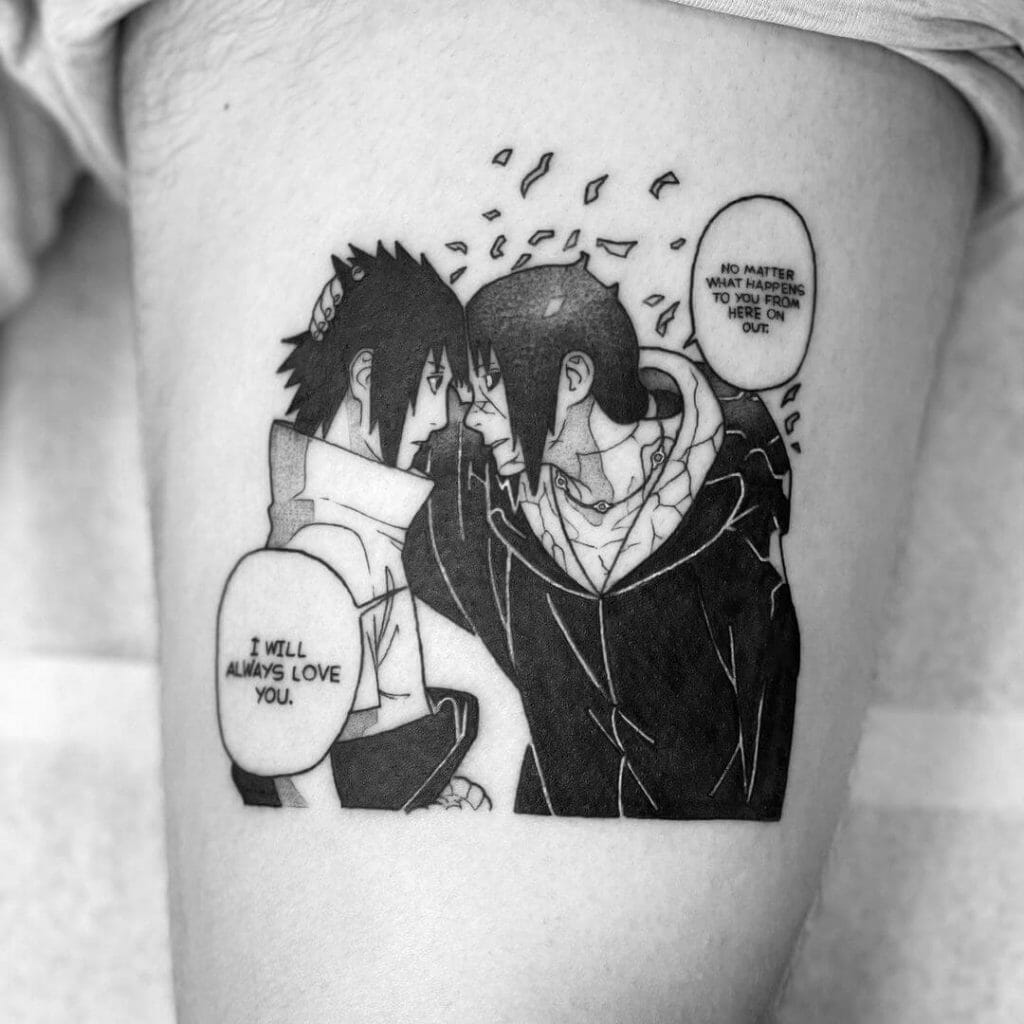 Schwarz-Weiß-Tattoo von Sasuke und Itachi