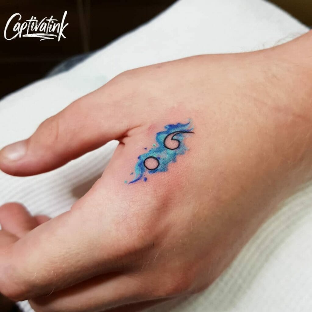 Blue semicolon tattoo