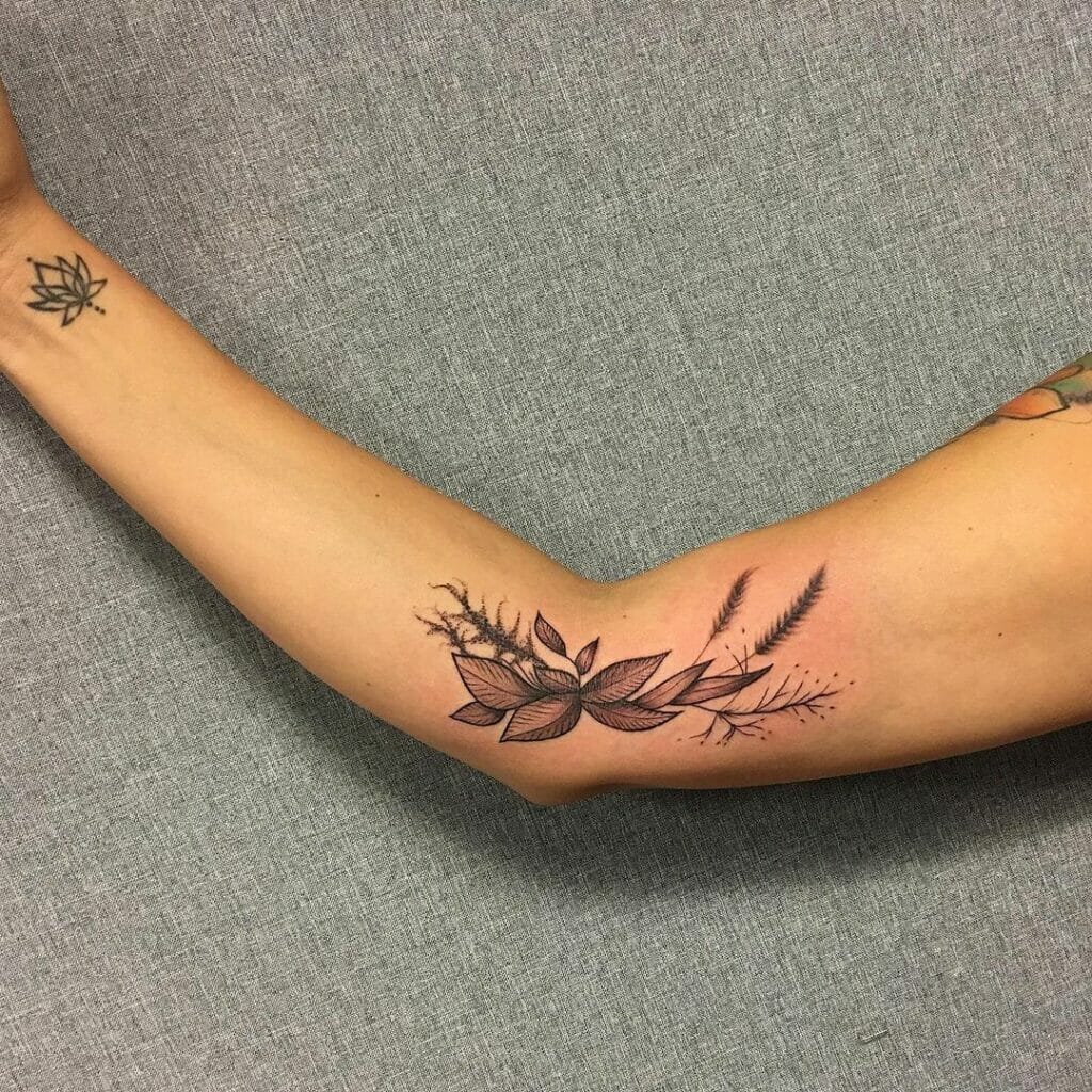 Botanical Inner Elbow Tattoo