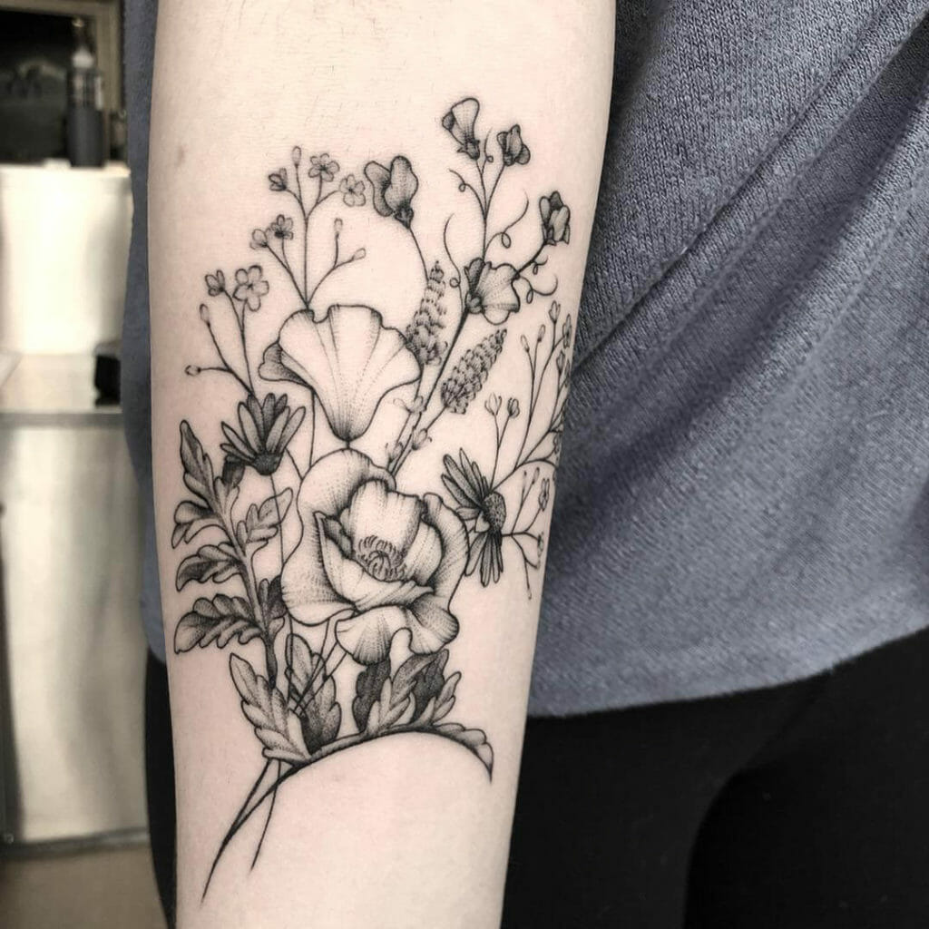 Bouquet gypsophila tattoo
