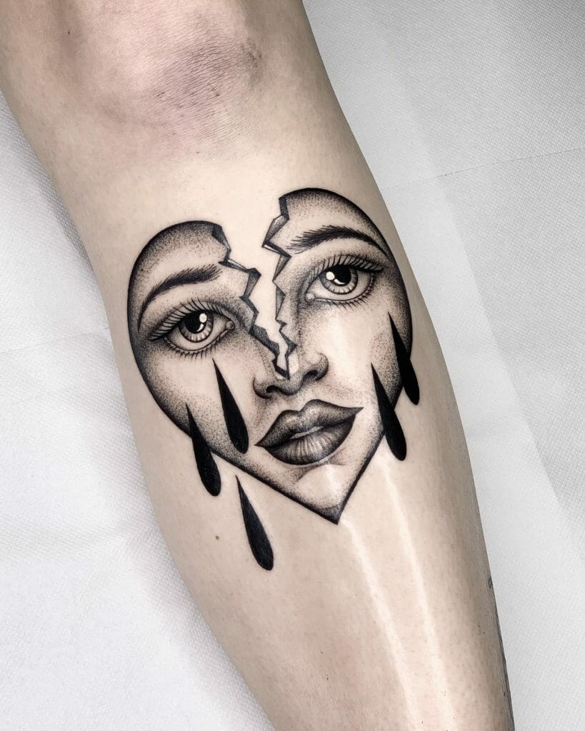 Gebrochenes Herz Gesicht Tattoo-Ideen