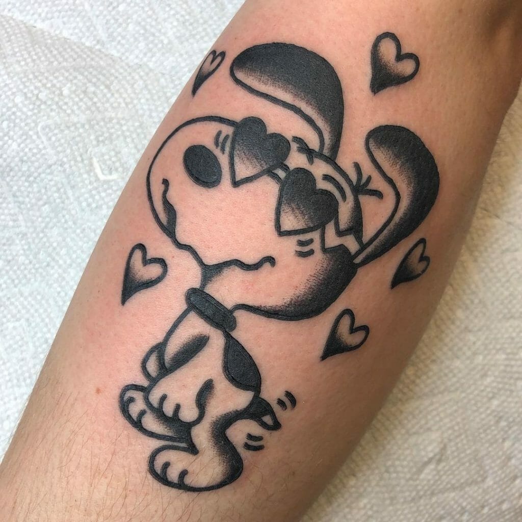 Classic Snoopy In Love Tattoo