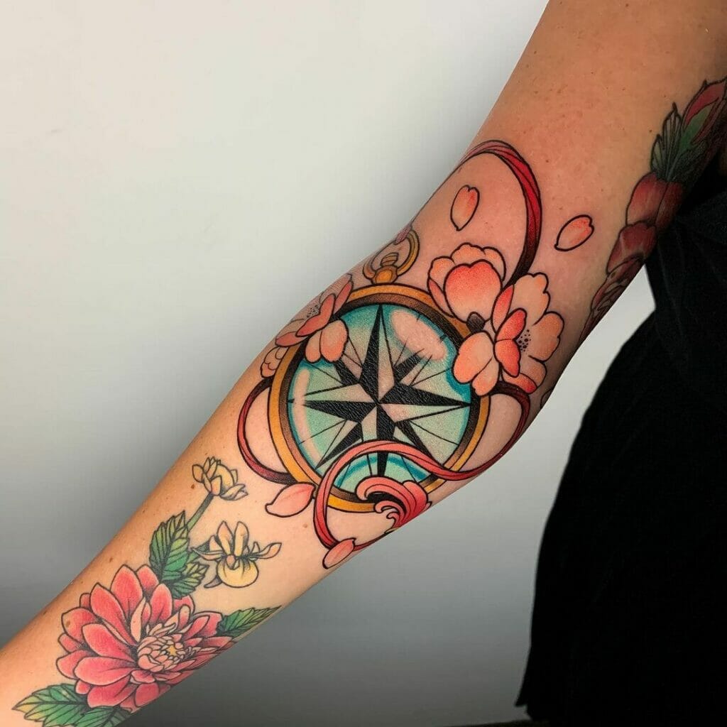 Coloured Inner Elbow Tattoo