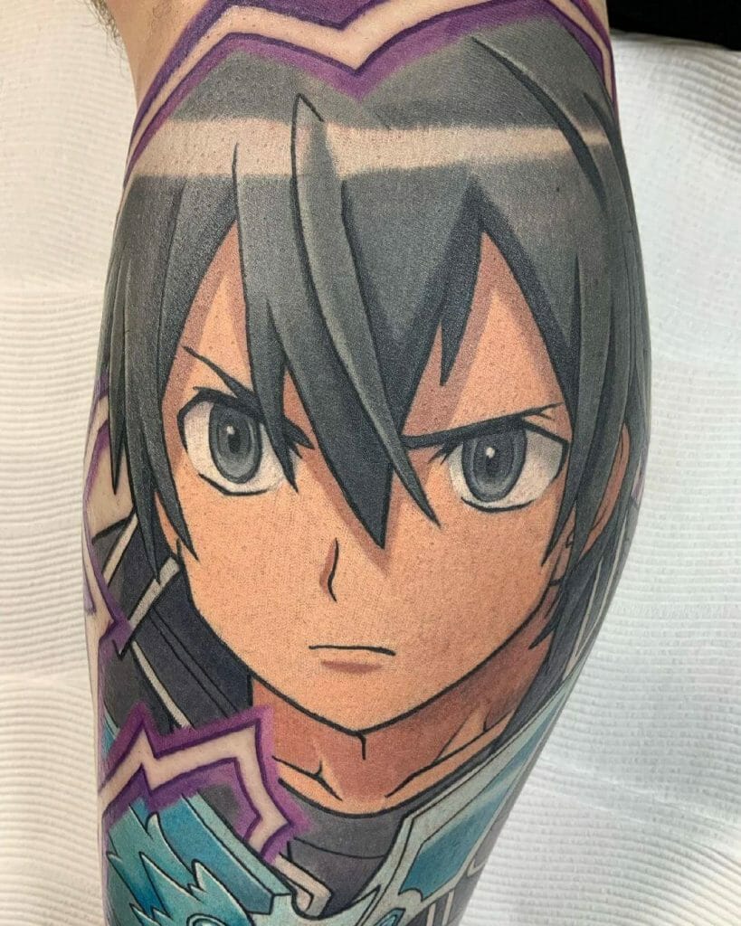 Colored sword art online tattoo by Kirito