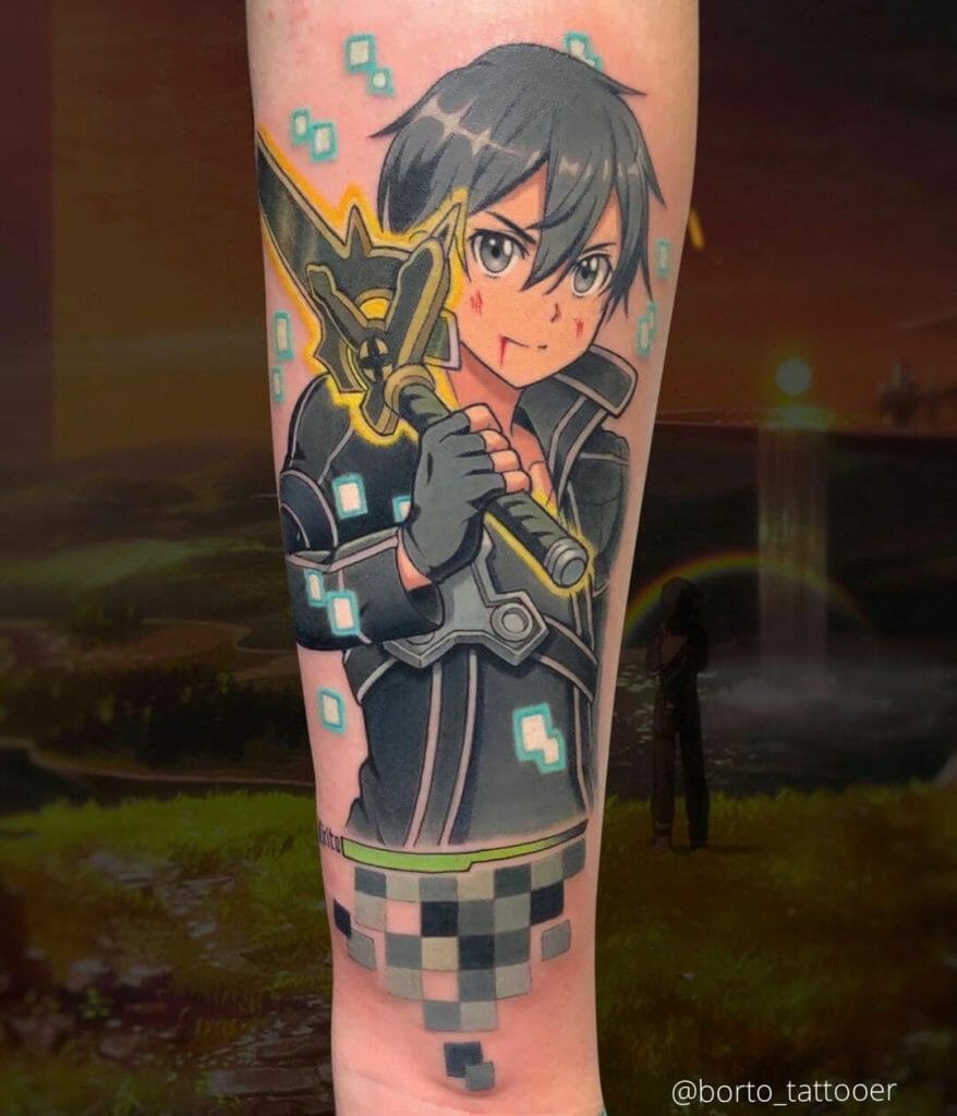 Colored sword art online tattoos by Kirito 