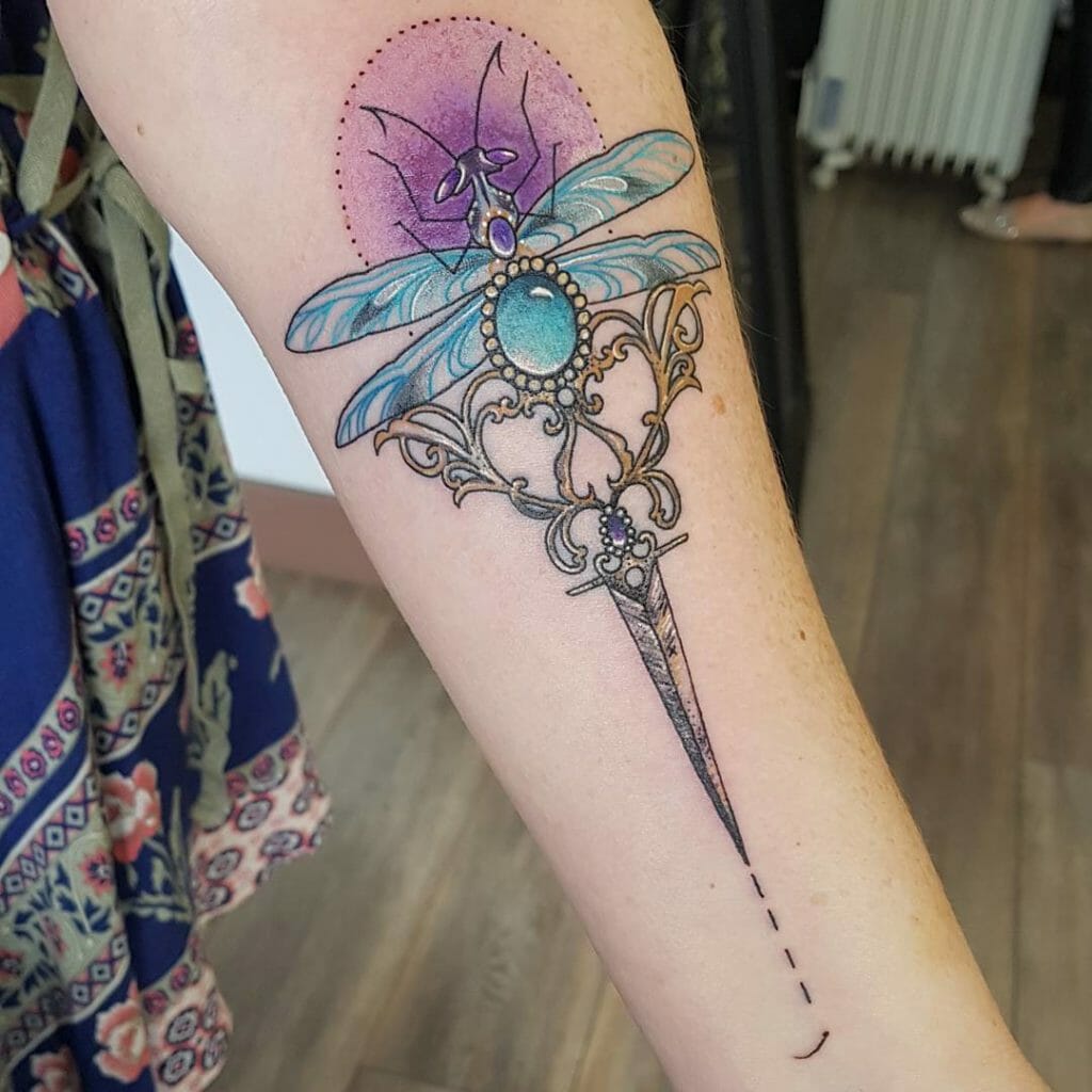 Colourful Dragonfly Tattoo