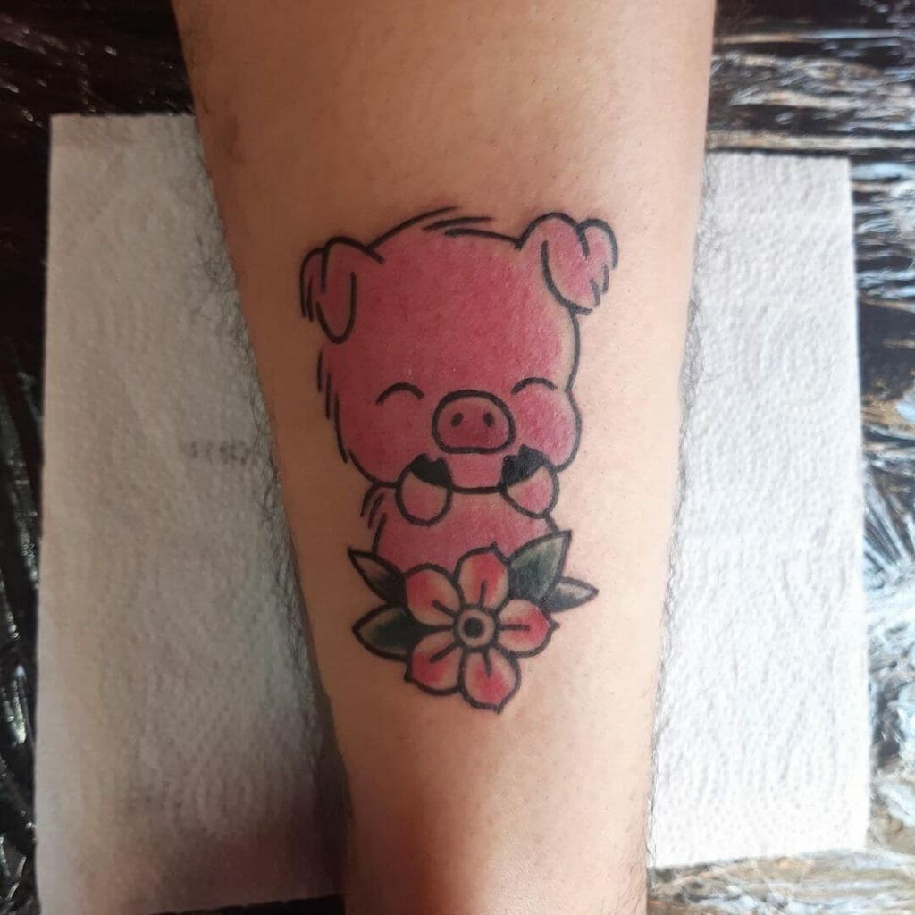 Cute little pig tattoo