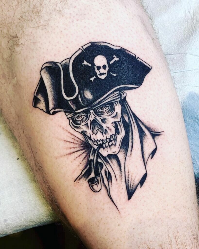 Dead Zombie Pirate Face Tattoo