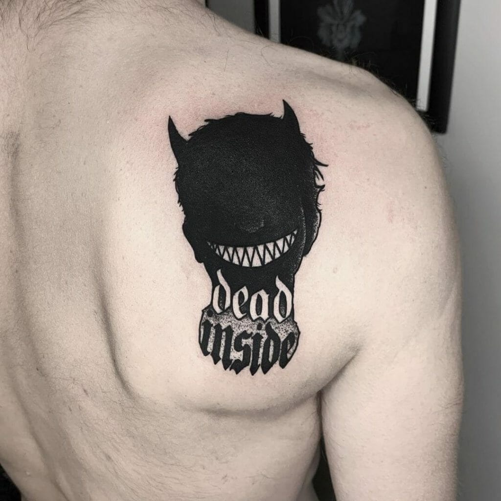 Demon head dead in tattoo design