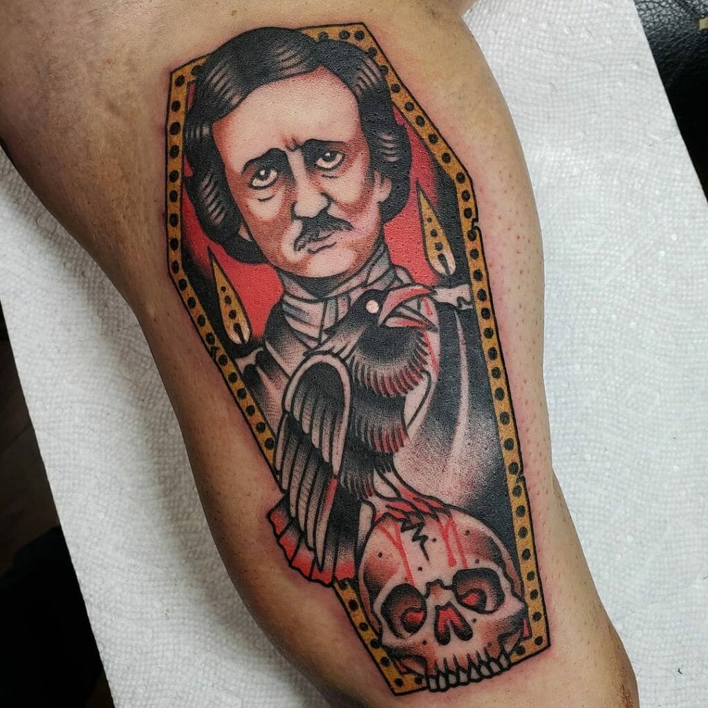 Traditionelles Tattoo von Edgar Allan Poe