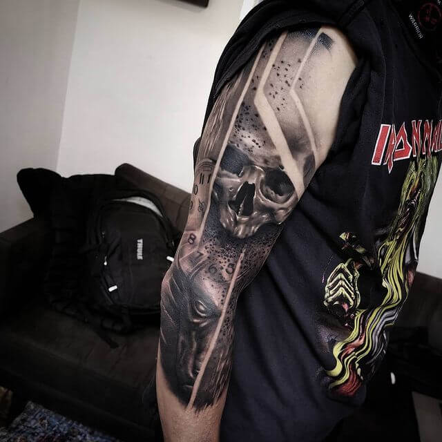 Terrifying skull tattoo