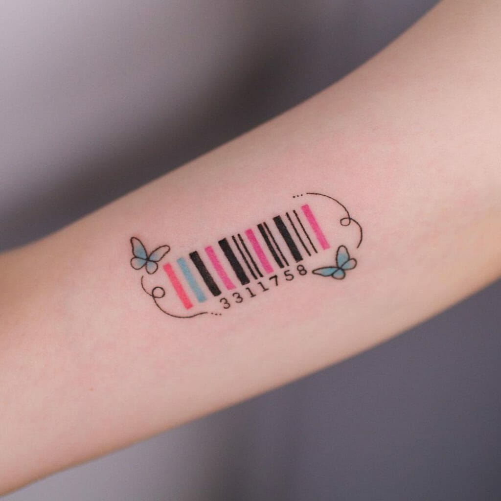 Female barcode tattoo