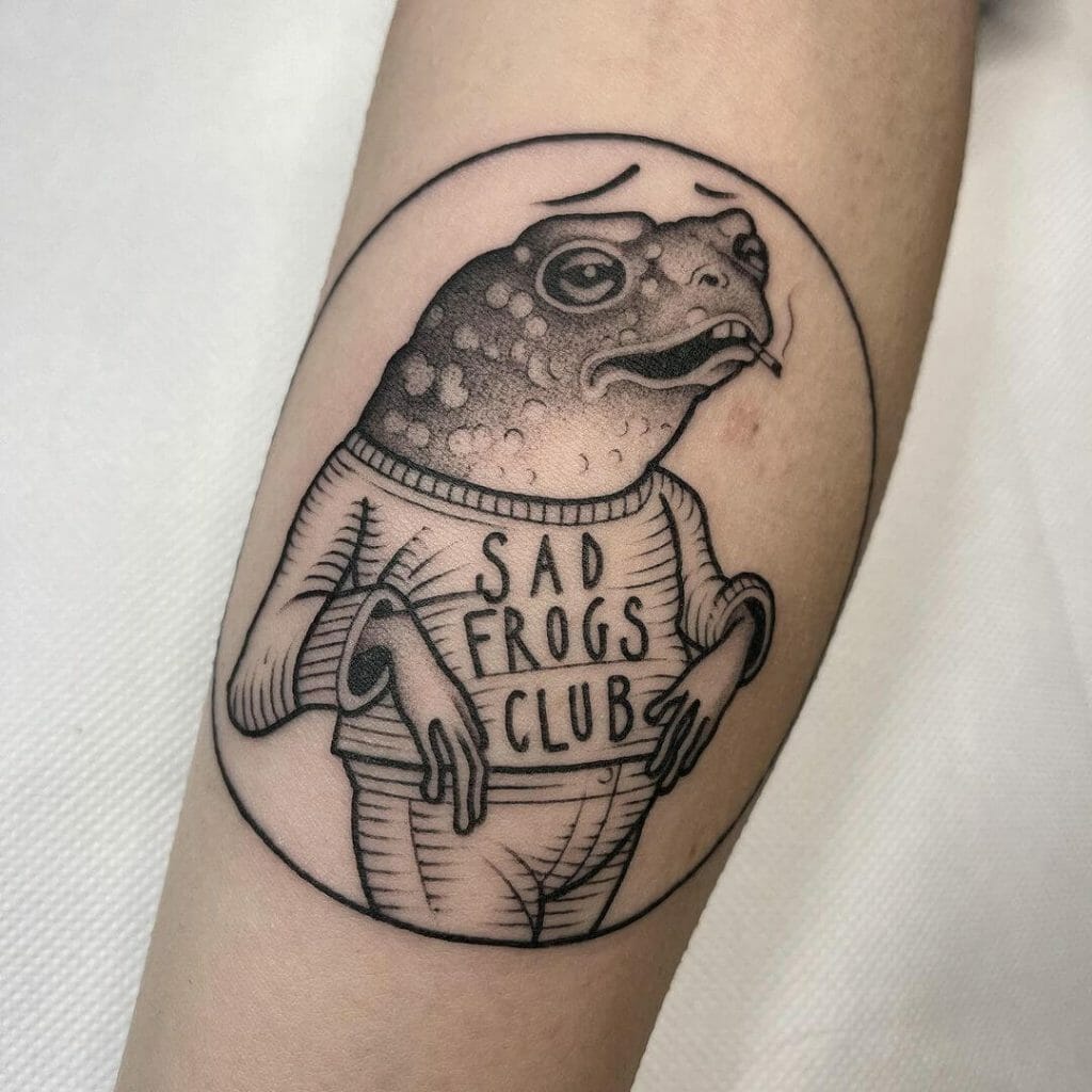 Frog engraved tattoo design