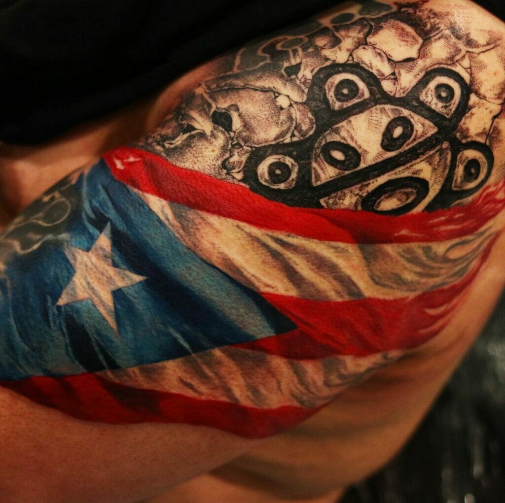 Vollschulter puertoricanische Flagge Tattoo-Konzept