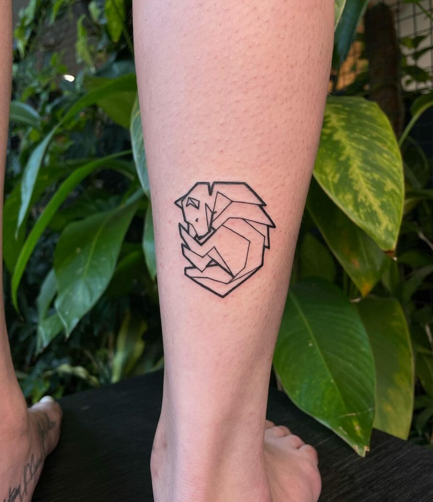 Geometric outline dog tattoo
