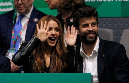 Editorial Use Only Mandatory Credit: Photo by Ella Ling/BPI/Shutterstock (10482668bp) Shakira and Gerard Pique wave to friends Davis Cup Finals of Rakuten, Day 7, Tennis, La Caja Magica, Madrid, Spain - November 24, 2019
