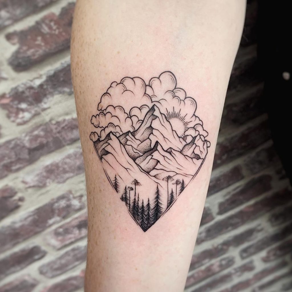 Heart shaped cloud tattoo design