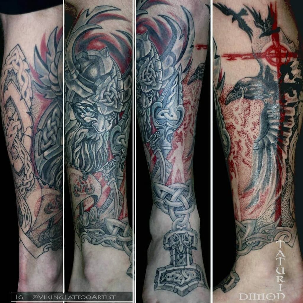 Huginn and Muninn tattoo with celtic elements