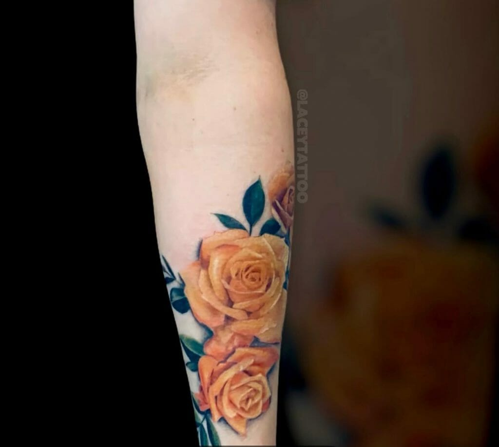 Intricate Yellow Rose Tattoo